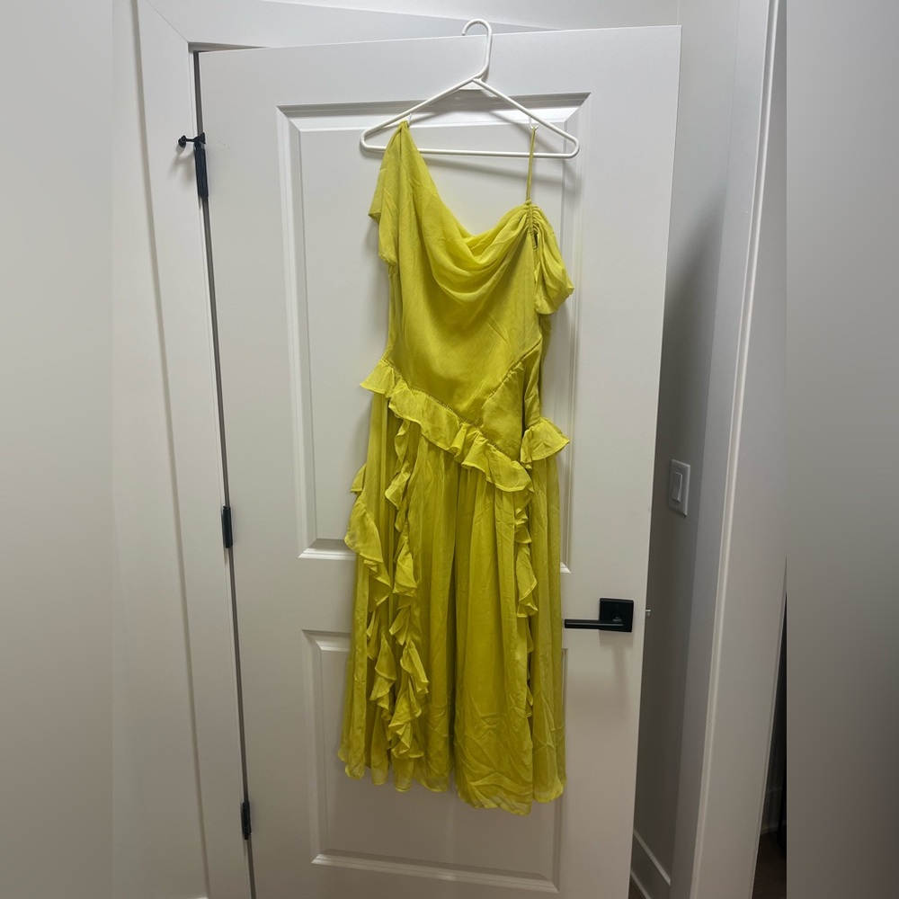 ASOS Design Asymmetrical Chartreuse Ruffle Dress - never worn with tags!